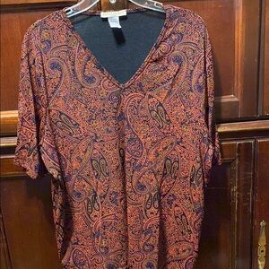 Paisley V-Neck Vintage plus size Top